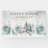 Winter ONEderland Wald Wald 1. Geburtstag Banner (Horizontal)