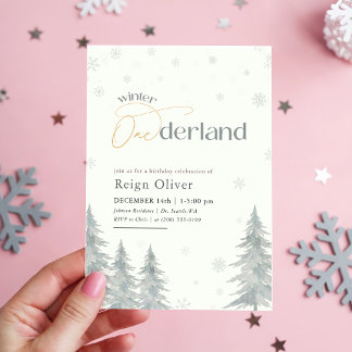Winter Onederland Watercolor First Birthday Party Einladung