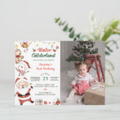 Winter Onederland Weihnachten Geburtstag Foto Einladung (Stehend Vorderseite)