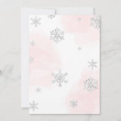 Winter Onederland Weihnachten Rosa und Silber Gebu Einladung (Rückseite)