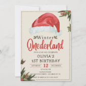 Winter ONEderland Weihnachten Weihnachtsmannmütze Einladung (Vorderseite)