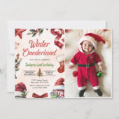 Winter ONEderland Weihnachten Winter Erster Geburt Einladung (Vorderseite)