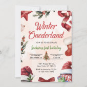 Winter ONEderland Weihnachten Winter Erster Geburt Einladung (Vorderseite)