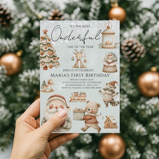 Winter Onederland Weihnachtshäuser Geburtstag Einladung