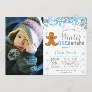 Winter Onederland Weihnachtsjunge 1. Geburtstag Fo Einladung