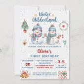 Winter Onederland Weihnachtsschneemann Geburtstag Einladung (Vorderseite)