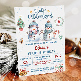 Winter Onederland Weihnachtsschneemann Geburtstag Einladung