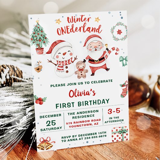 Winter Onederland Weihnachtsschneemann Geburtstag Einladung