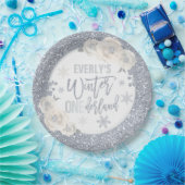 Winter ONEderland Weiß und Silber Blumendekor Pappteller (Party)