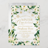 Winter Onederland Weiße Blume Schneeflocken Einladung (Vorne/Hinten)