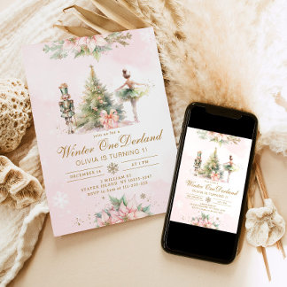 Winter Onederland Whimsical 1. Geburtstag Einladung