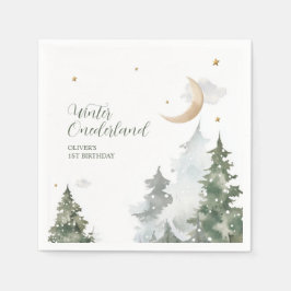 Winter Onederland Wild Forest Erste Geburtstagspar Serviette