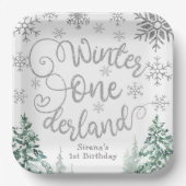 Winter ONEderland Winterwald 1. Geburtstag Pappteller (Vorderseite)