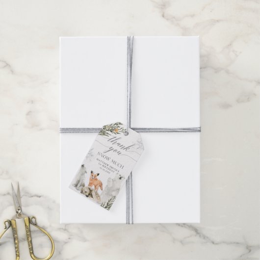 Winter Onederland Woodland Animal Danke Geschenkanhänger (Mit Garn)