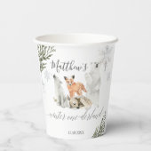 Winter Onederland Woodland Animal Geburtstag Pappbecher (Rückseite)