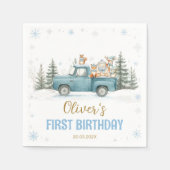 Winter Onederland Woodland Animals Birthday Napkin Serviette (Vorderseite)