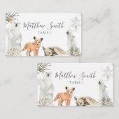 Winter Onederland Woodland Tier 1. Geburtstag Platzkarte (Vorne/Hinten)