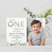 Winter Onederland Xmas Geburtstag Foto Einladung (Stehend Vorderseite)