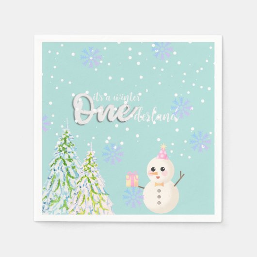 Winter Onederland zum ersten Geburtstag Serviette (Vorderseite)
