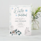 Winter Onederlant 1. Geburtstag Tiere  Einladung (Stehend Vorderseite)