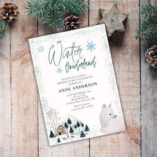 Winter Onederlant 1. Geburtstag Tiere Einladung