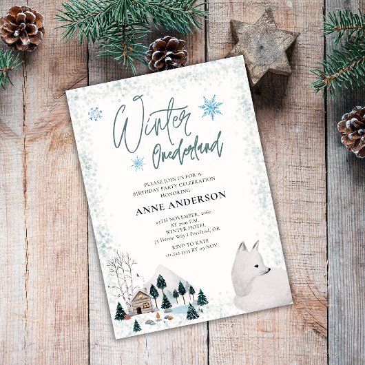 Winter Onederlant 1. Geburtstag Tiere  Einladung