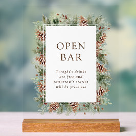 Winter Open Bar Acrylic Sign Acrylschild