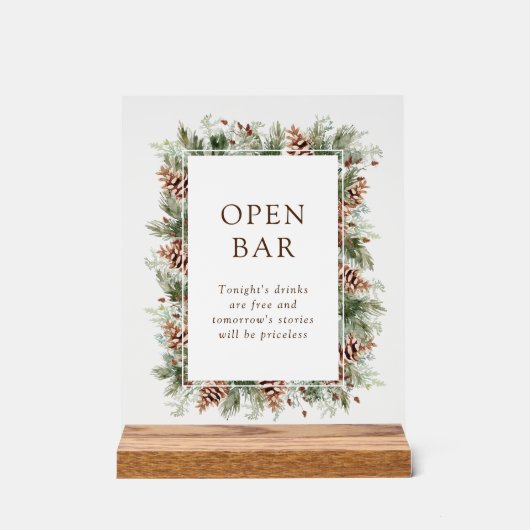 Winter Open Bar Acrylic Sign Acrylschild (Vorderseite)
