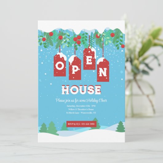 Winter Open House Einladung (Stehend Vorderseite)