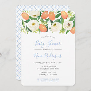 Winter Orange Baby Blue White Boy Baby Dusche Einladung