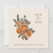 Winter Orange Scheiben getrocknet Citrus Cinnamon Save The Date (Vorderseite)