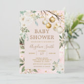 Winter Ornament Weihnachtsdusche Einladung (Stehend Vorderseite)