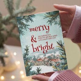 Winter Outdoor Landschaft Merry and Bright Feiertagskarte