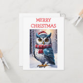 Winter Owl Christmas Wishes Karte (Vorderseite/Rückseite Beispiel)