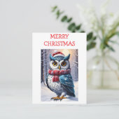 Winter Owl Christmas Wishes Postkarte (Stehend Vorderseite)