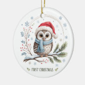 Winter Owl First Christmas Keepsake Photo Keramik Ornament (Links)