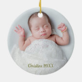 Winter Owl First Christmas Keepsake Photo Keramik Ornament (Hinten)