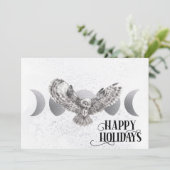 Winter Owl Happy Holidays Weihnachtsfeiertag Feiertagskarte (Stehend Vorderseite)