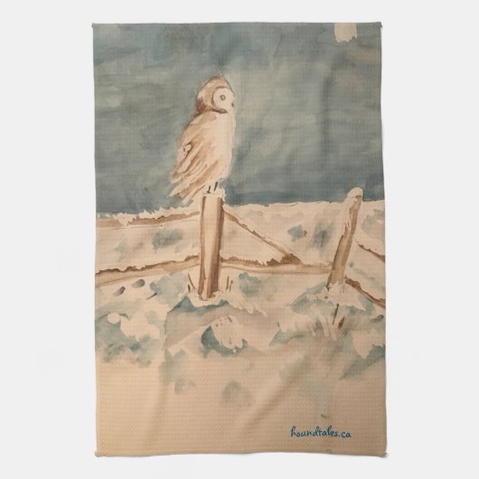Winter Owl Teetuch Geschirrtuch (Vertikal)