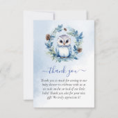Winter Owl Watercolor Babydusche Danke (Vorderseite)