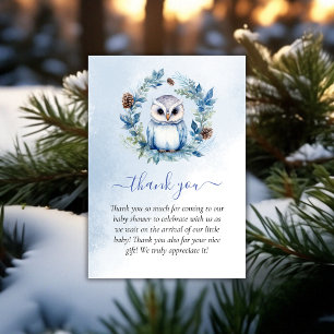 Winter Owl Watercolor Babydusche Danke