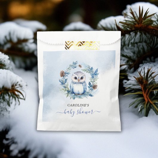 Winter Owl Watercolor Kinderdusche Geschenktütchen