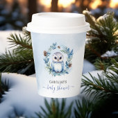 Winter Owl Watercolor Kinderdusche Pappbecher