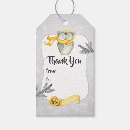 Winter Owl Weihnachtsdusche Geschenkanhänger (Vorderseite)