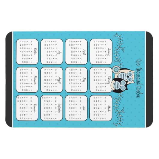 Winter Owls 2012 Calendar Magnet (Horizontal)