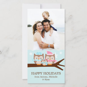 Winter Owls Family Feiertagskarte