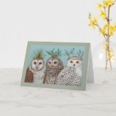 Winter Owls Greencard Karte (Gelbe Blume)