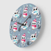Winter Owls Große Wanduhr (Winkel)