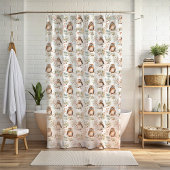 Winter Owls Red Berry Weihnachtsduschvorhang Duschvorhang