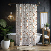 Winter Owls Red Berry Weihnachtsduschvorhang Duschvorhang